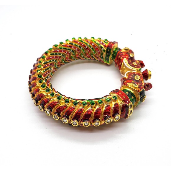 Elephant Bangle in Gold and Silver - Picture 9 of 10